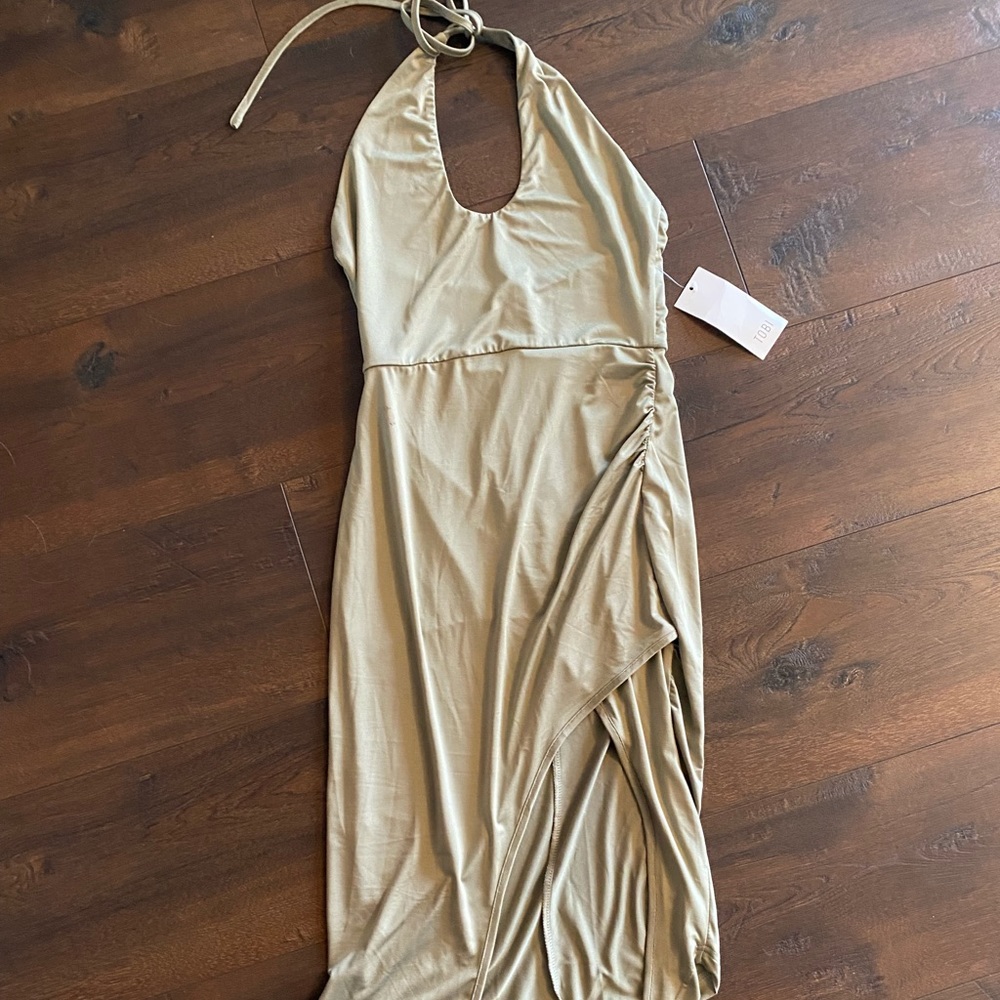 TOBI sage green midi body con dress